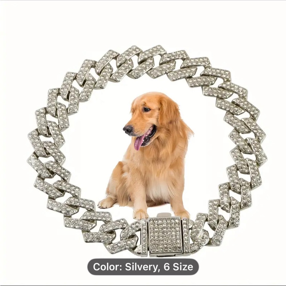 **3/$15** NEW Luxury Silver rhinestone Dog Collar